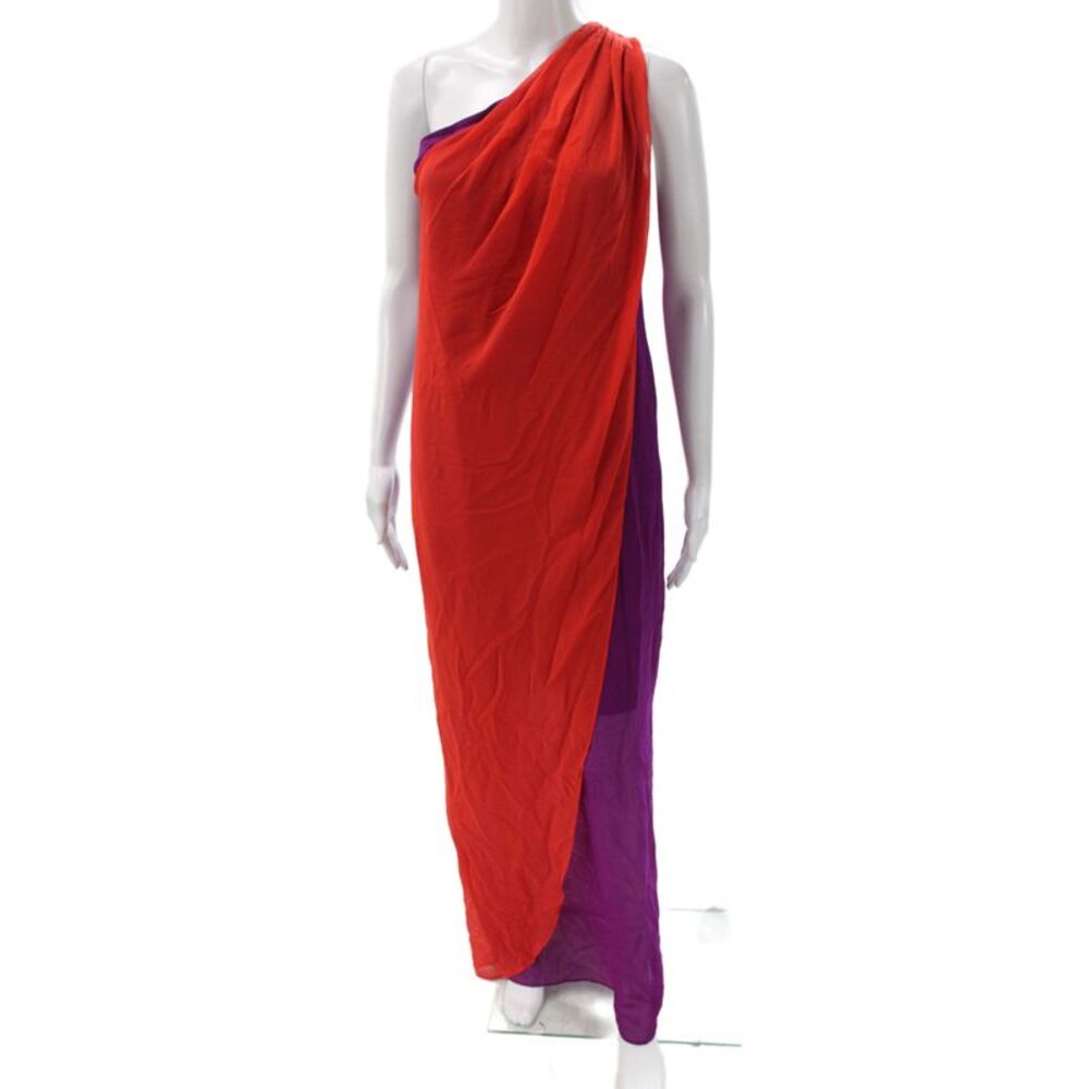 Badgley Mischka Womens Purple One Shoulder Maxi Dress Size 4
